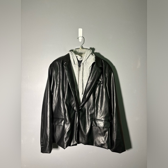Rachel Zoe Faux Leather Hoodie Blazer Womens Size XL - Picture 2 of 5